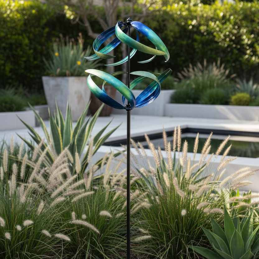 Wind Spinner East West Blue Wave