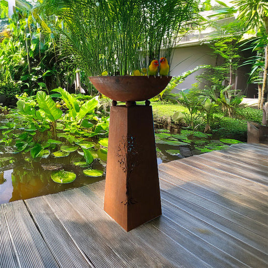 Rust Metal Tree of Life Bird Bath / Fire Bowl - LARGE