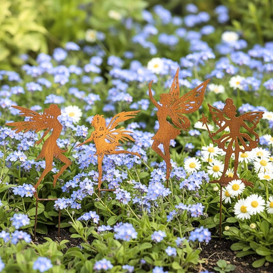 Rusty Fairy Garden Stakes - Set/4