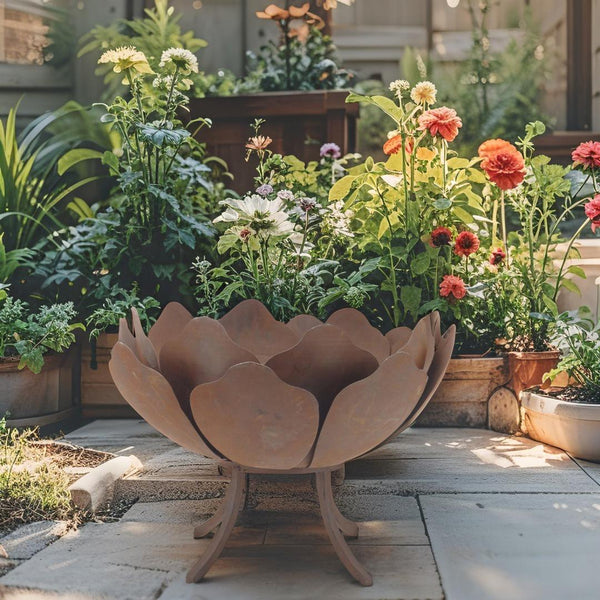 Lotus Flower Fire Bowl on Legs