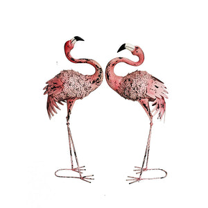 Pink Flamingo Garden Statues - Set/2