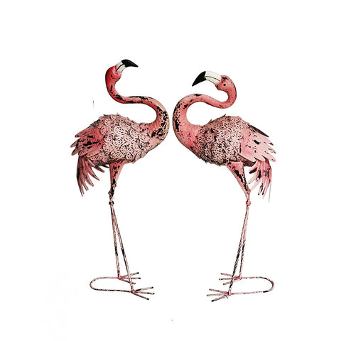 Pink Flamingo Garden Statues - Set/2