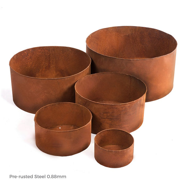 5-Piece Rust Metal Barrel Set