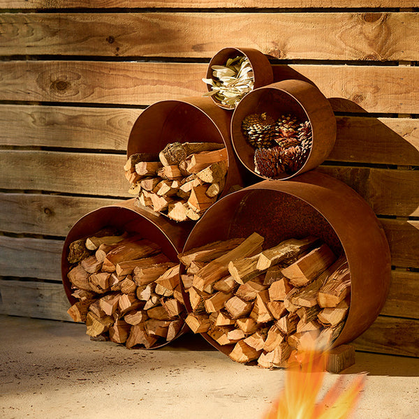 5-Piece Rust Metal Barrel Set