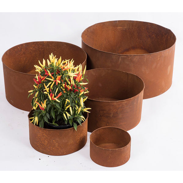 5-Piece Rust Metal Barrel Set