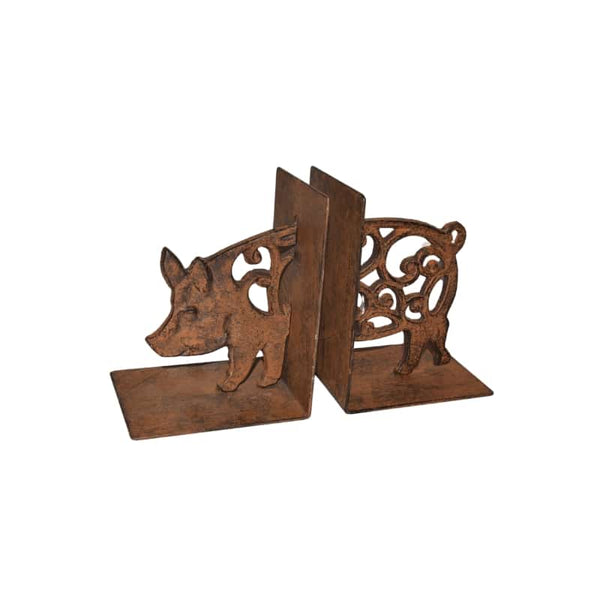 Cast Iron Pig Bookend Set
