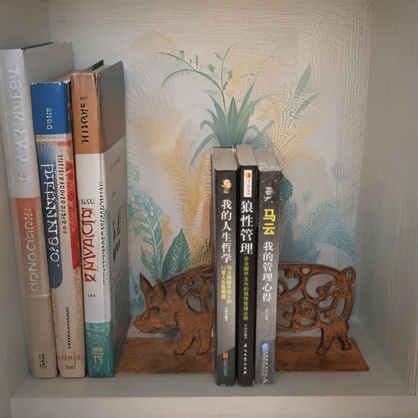 Cast Iron Pig Bookend Set