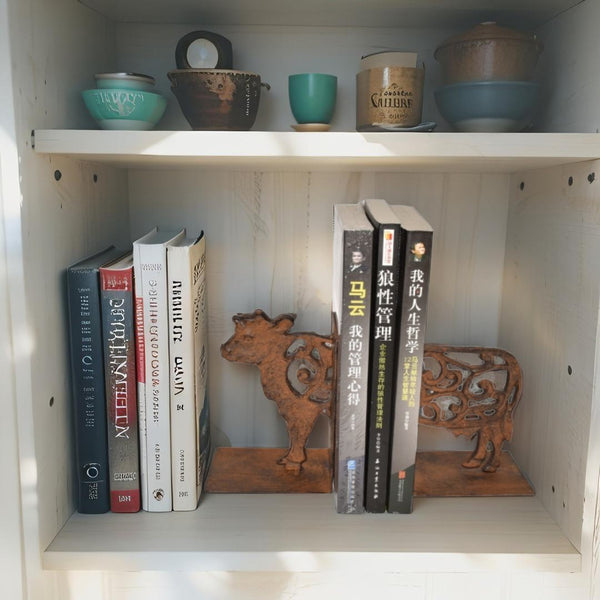 Cast Iron Cow Bookend Set