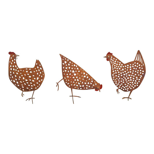 Rusty Chook Family Garden Stakes Set/3