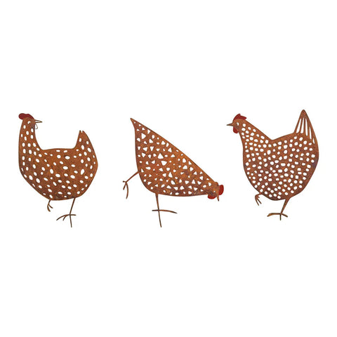 Rusty Chook Family Garden Stakes Set/3