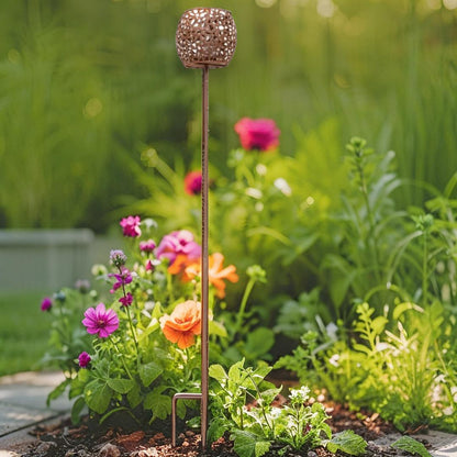 Outdoor Candle Holder Garden Stake Rust