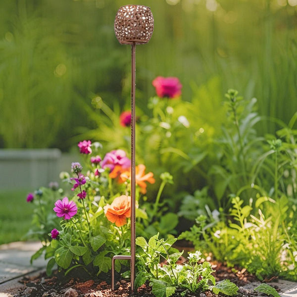Outdoor Candle Holder Garden Stake Rust