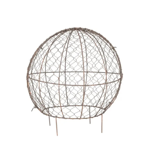 Wire Mesh Metal Ball Topiary Plant Frame 36x33cm Rust Copper