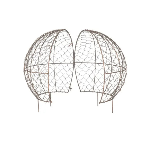 Wire Mesh Metal Ball Topiary Plant Frame 36x33cm Rust Copper