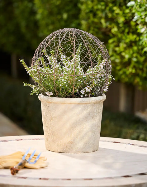 Wire Mesh Metal Ball Topiary Plant Frame 36x33cm Rust Copper