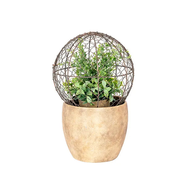 Wire Mesh Metal Ball Topiary Plant Frame 36x33cm Rust Copper
