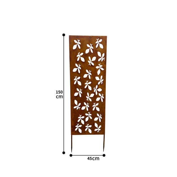 Rust Lasercut Garden Screen Stake 45x150cm