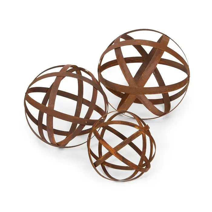 Rustic Garden Ball Set of 3 - pre-rusted steel spheres