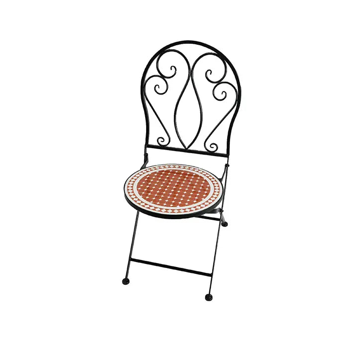 Terracotta & White Mosaic Bistro Chair