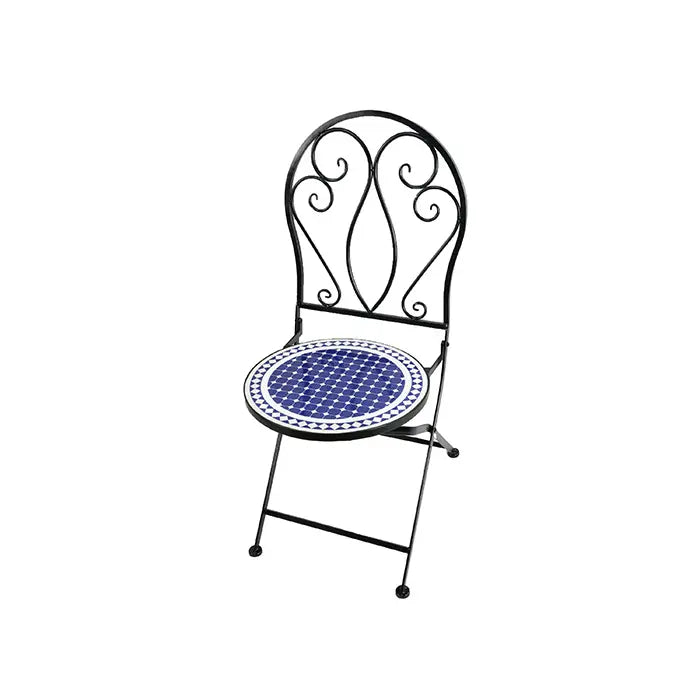 Blue & White Mosaic Bistro Chair