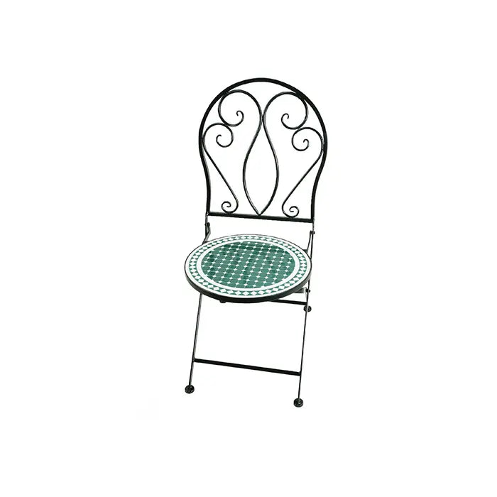 Green & White Mosaic Bistro Chair