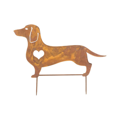 Dachshund Lasercut Garden Stake - Rust