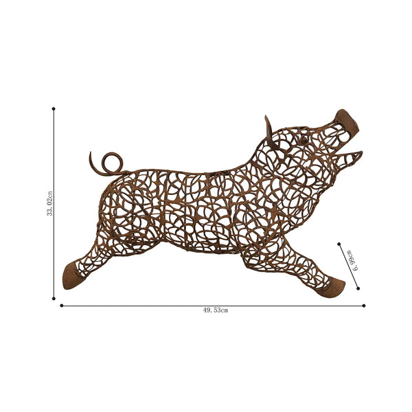 Happy Pig Rusty Metal Wall Art