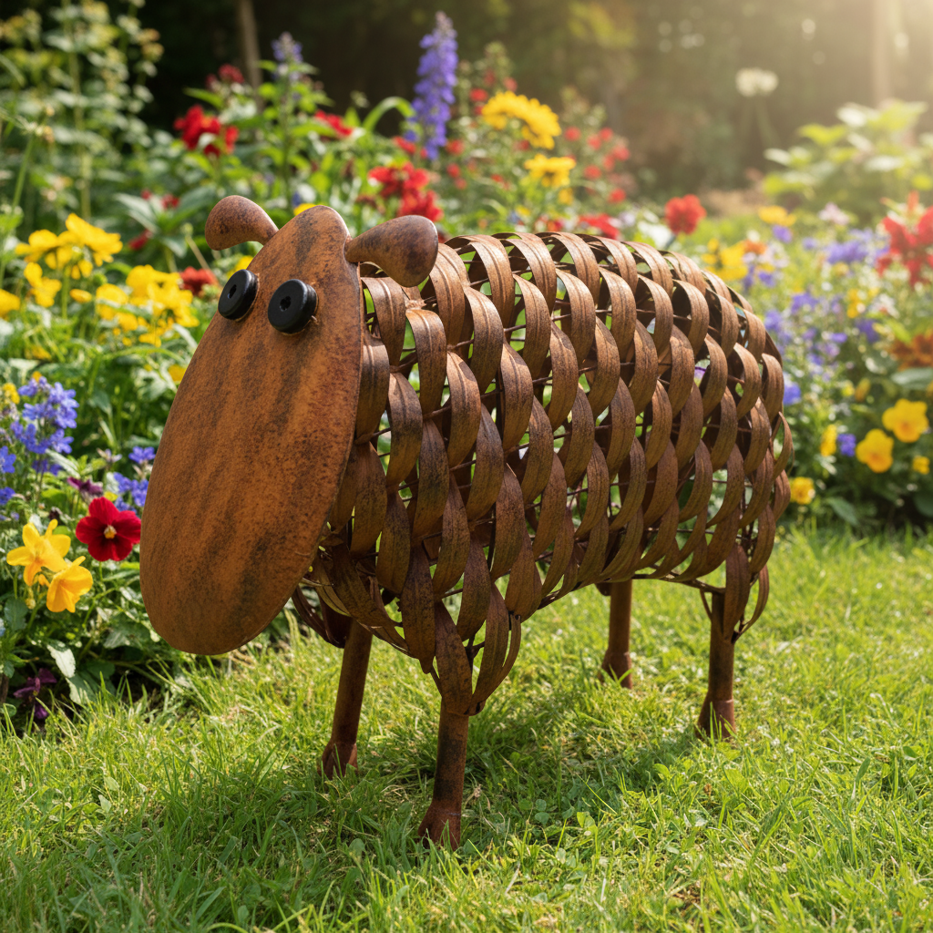 Rusty Metal Sheep Statue – Rusty Owl Home & Garden