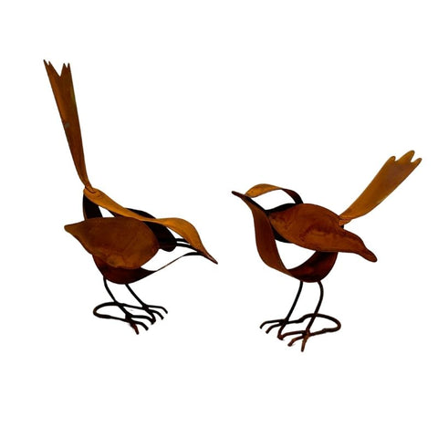 Decorative Bird Garden Ornament - Rust Set/2