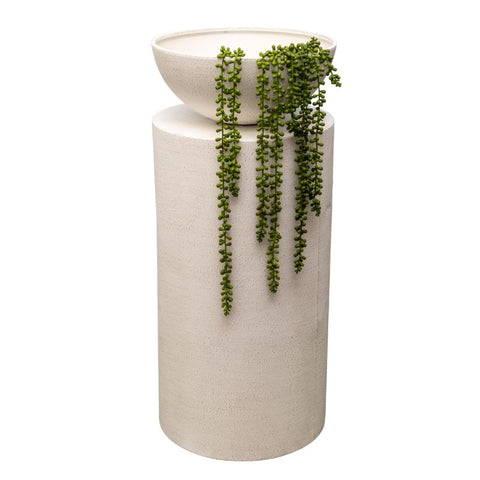Distressed White Metal Pillar Planter