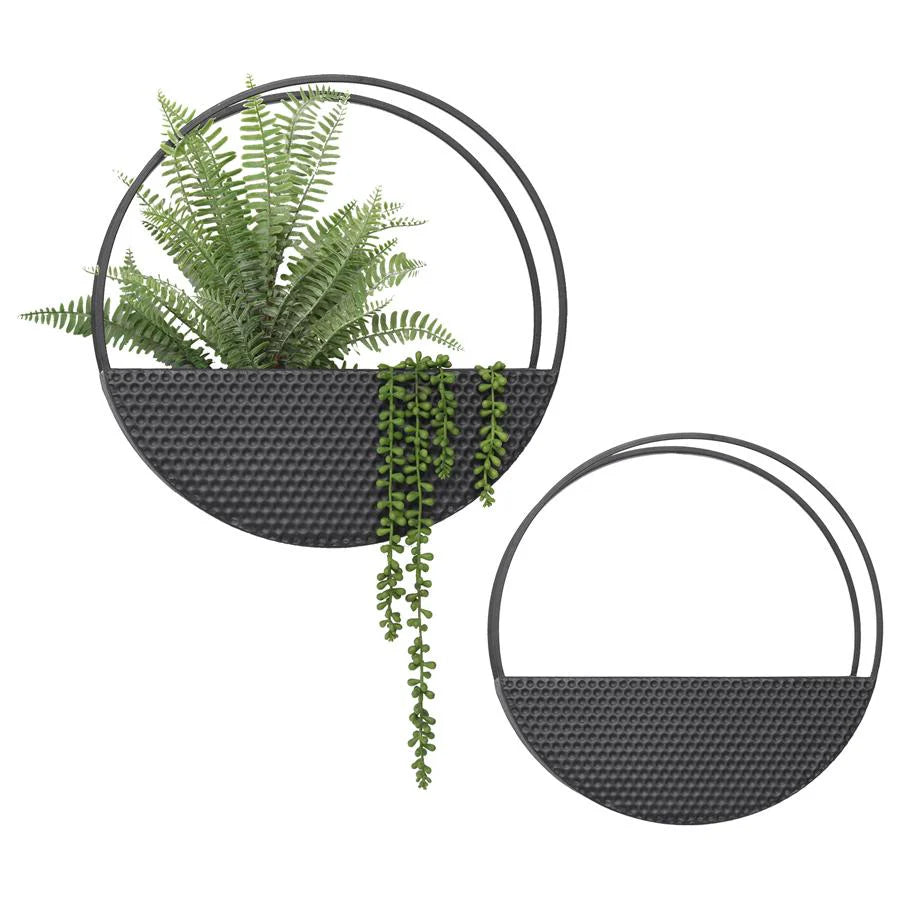 Contemporary Floating Black Wall Planters Set/2