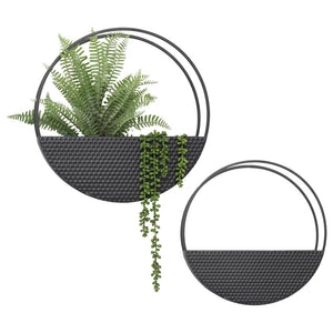 Contemporary Floating Black Wall Planters Set/2