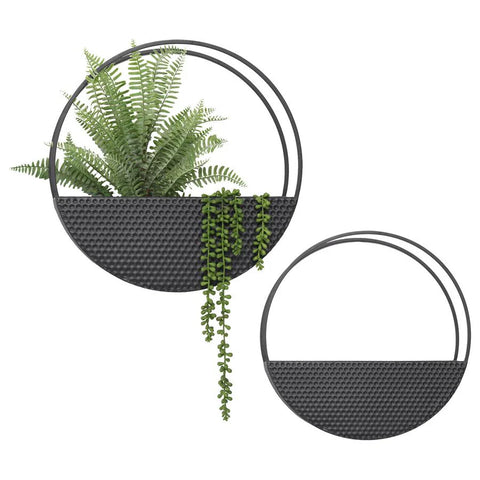 Contemporary Floating Black Wall Planters Set/2