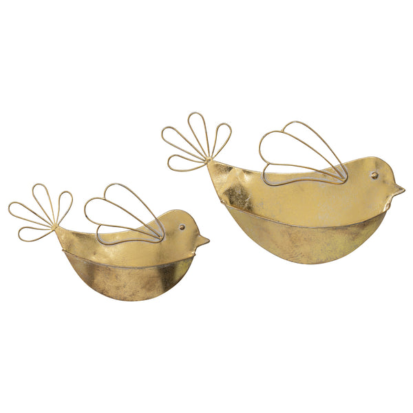 Lustre Gold Bird Planter Set/2