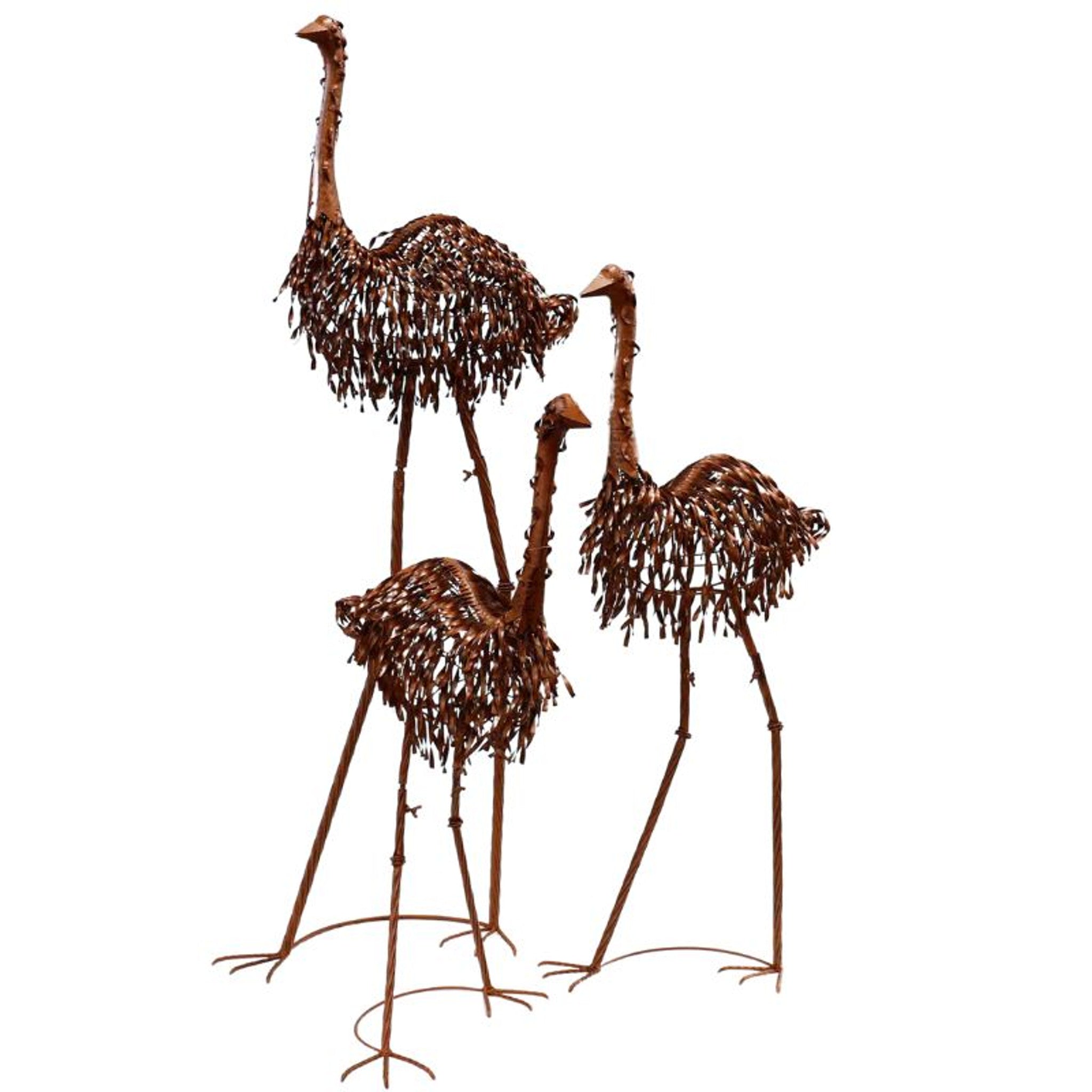 Ostrich Family Garden Statues Set/3
