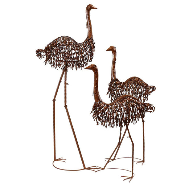 Ostrich Family Garden Statues Set/3