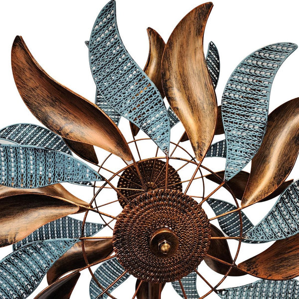 Blue Breeze Wind Spinner | Dual-Tone Metal Garden Sculpture & Outdoor Decor