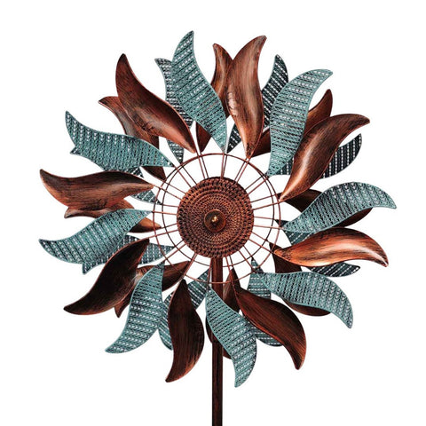 Blue Breeze Wind Spinner | Dual-Tone Metal Garden Sculpture & Outdoor Decor