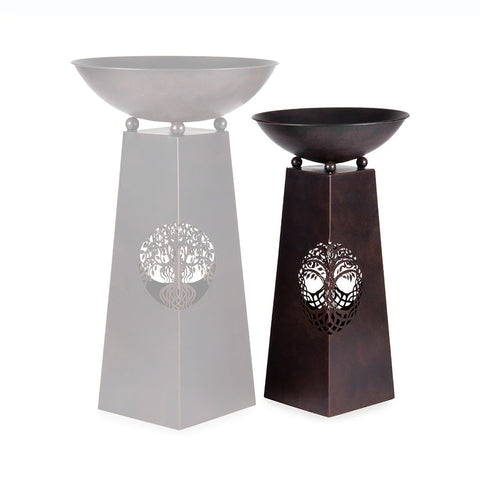 Tree of Life Bird Bath / Fire Bowl - Smooth Brown SMALL