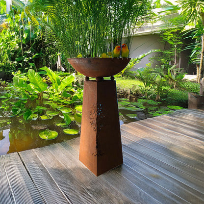 Rust Metal Tree of Life Bird Bath / Fire Bowl - LARGE