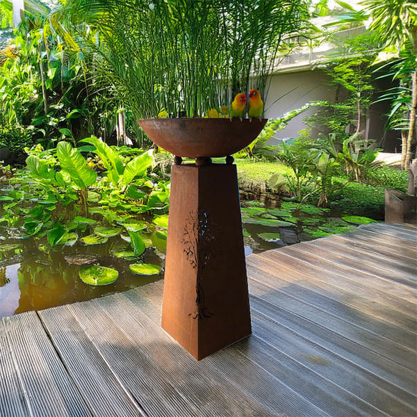 Rust Metal Tree of Life Bird Bath / Fire Bowl - LARGE