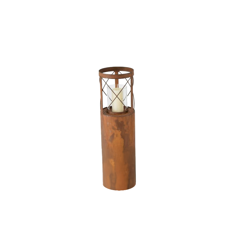 Rusty Round Pillar Candle Holder