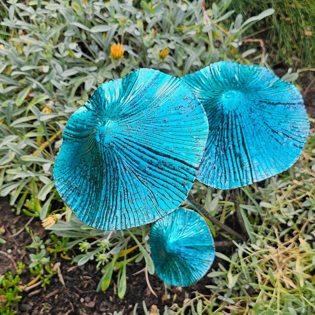 Triple Blue Enchanted Mushroom Stake