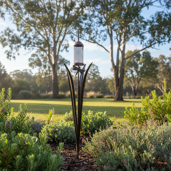 Bulrush & Dragonfly Birdfeeder Stake