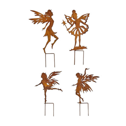 Rusty Fairy Garden Stakes - Set/4