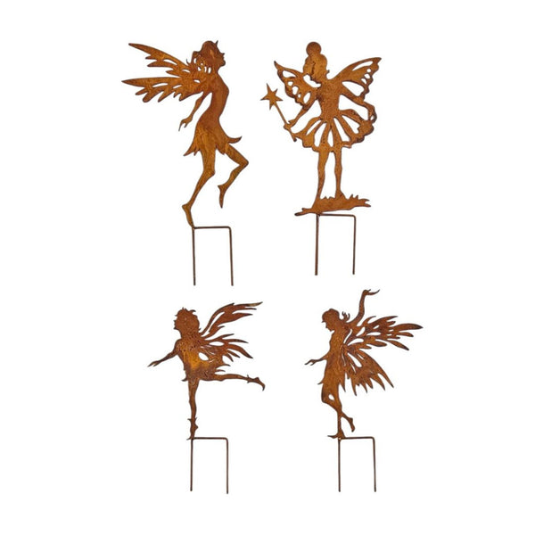 Rusty Fairy Garden Stakes - Set/4