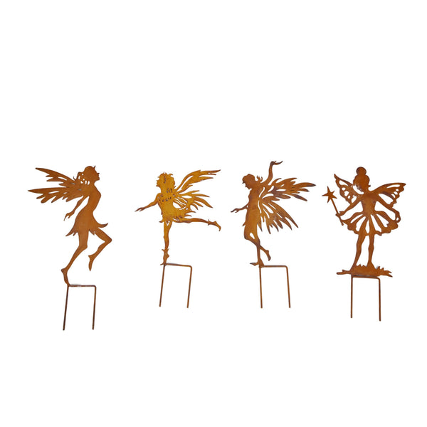 Rusty Fairy Garden Stakes - Set/4