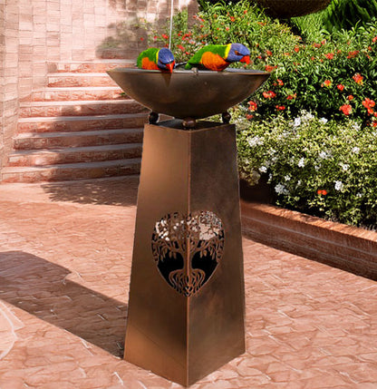 Tree of Life Bird Bath / Fire Bowl - Smooth Brown SMALL