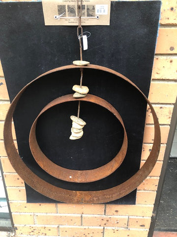 Rust Iron Hanging Serenity Circle w/Stones
